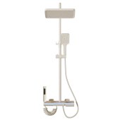 奶白氛围灯淋浴花洒 浴室黄铜恒温增压数显钢琴按键淋浴器卫浴套装