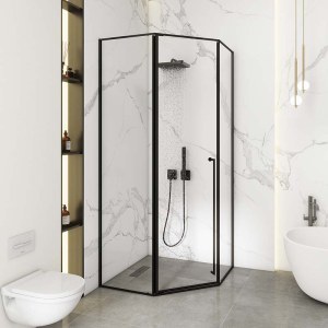 下沉式钻石型淋浴房 干湿分离浴室平开玻璃门洗澡隔断