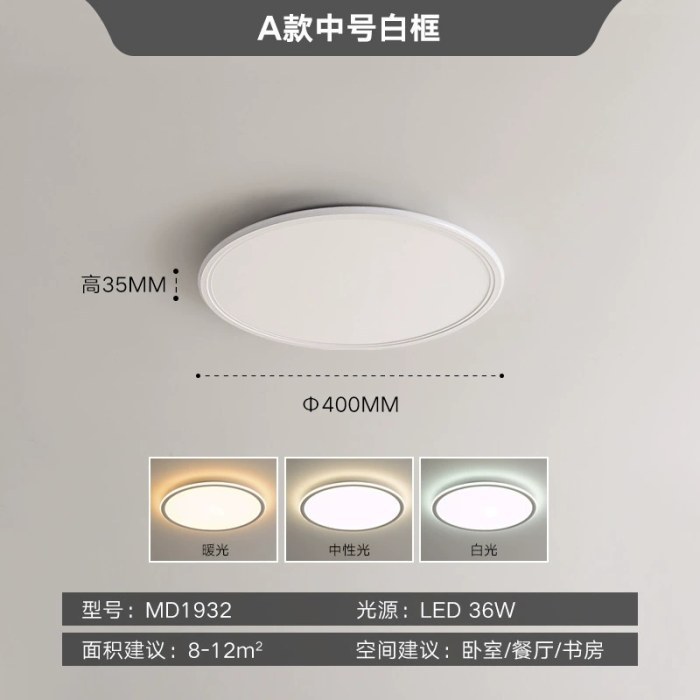 【普瑞】全白40cm-36W