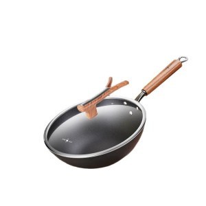 家用无涂层有钛铸铁炒锅 厨房大容量炒菜锅防锈平底铁锅