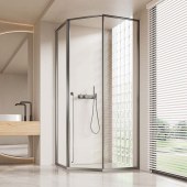 极窄钻石型侧移门淋浴房 浴室干湿分离钢化玻璃隔断