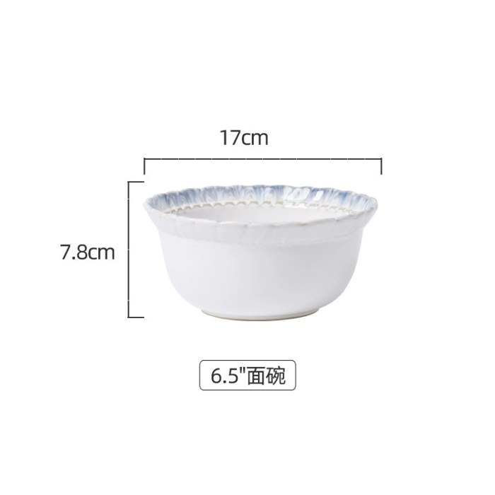 6.5"烟蓝花边-面碗 30个/箱