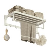 奶油风太空铝毛巾架 奶白色五金置物架挂件卫浴套装