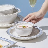 烟蓝餐具创意系列碗碟套装 窑变简约家用陶瓷釉下彩饭碗
