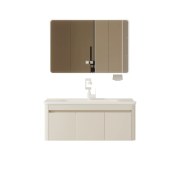 现代简约浴室镜柜 铝合金柜洗脸盆陶瓷盆一体卫浴套件