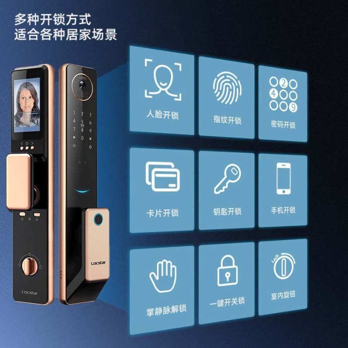 玫瑰金S61（3D人脸识别+猫眼可视对讲+掌静脉识别）