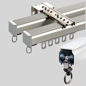 加厚2.6mm铝合金窗帘轨道 双轨直轨合金轮滑道静音窗帘轨道