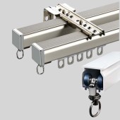 加厚2.6mm铝合金窗帘轨道 双轨直轨合金轮滑道静音窗帘轨道