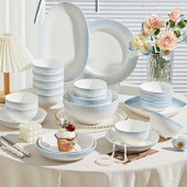 简约渐变釉下彩陶瓷餐具 家用高颜值筷子碗盘碟餐具套装