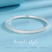 创意碎冰冰足银手镯9999纯银不掉色女式实心镯子