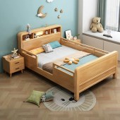 带护栏儿童实木床中式学生床卧室单人拼接床1.2米1.5米男孩床女孩床