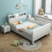 带护栏儿童实木床中式学生床卧室单人拼接床1.2米1.5米男孩床女孩床