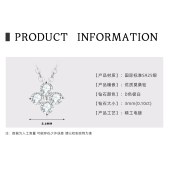 时尚百搭四叶草吊坠项链 莫桑石花朵吊坠S925银镀项链珠宝