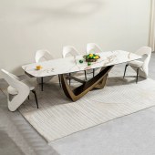 高端意式可伸缩岩板餐桌 家用高级感轻奢折叠餐桌