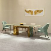 意式轻奢大理石餐桌 长方形现代餐桌椅组合大户型别墅家具定制