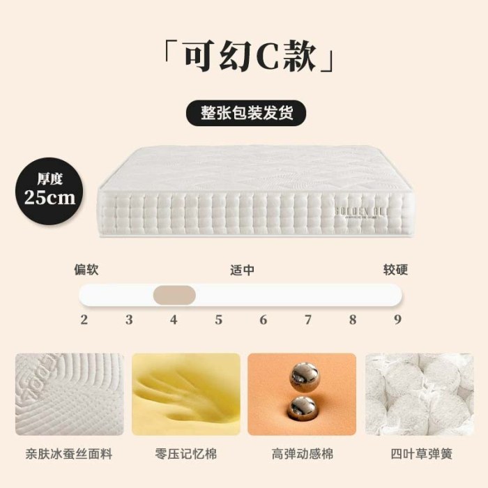 可幻C款【偏软】：记忆棉+动感绵+0胶四叶草弹簧