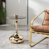 意式大理石小蛮腰边几 客厅高级感现代轻奢小茶几置物架移动小圆桌