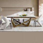 高端意式可伸缩岩板餐桌 家用高级感轻奢折叠餐桌