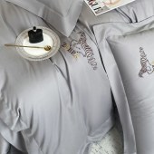 轻奢秋冬加厚轻磨毛四件套超柔长绒棉绣花简约纯色床上用品家纺