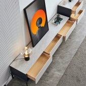 现代简约岩板实木电视柜茶几组合客厅地柜电视机柜