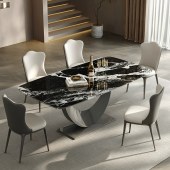 意式轻奢微晶石餐桌 现代高端奢石家用别墅天然石餐桌