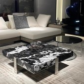 意式极简大理石茶几 现代大小户型客厅轻奢高级方茶几组合
