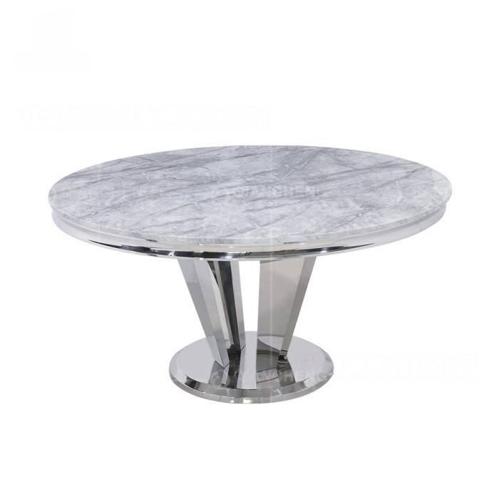 圆餐桌1.5M亮银【大理石桌面】