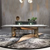 意式轻奢大理石餐桌 长方形现代餐桌椅组合大户型别墅家具定制