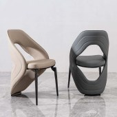 意式轻奢餐椅 家用高级感高端餐厅餐桌椅设计师不锈钢靠背椅子