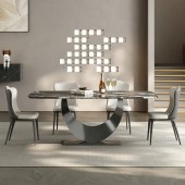 意式轻奢微晶石餐桌 现代高端奢石家用别墅天然石餐桌