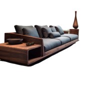 新中式黑胡桃木沙发 中古风客厅直排沙发储物艺沙发