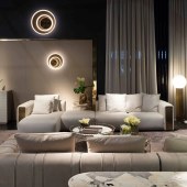 意式后现代轻奢沙发大户型高端轻奢三人位沙发现代别墅客厅真皮沙发