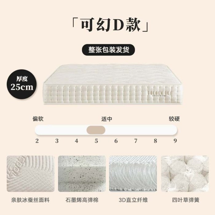 可幻D款【透气】：石墨烯高弹棉+3D纤维+0胶四叶草弹簧