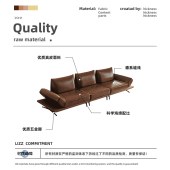 中古风灵动岛沙发 客厅复古油蜡皮真皮旋转功能沙发