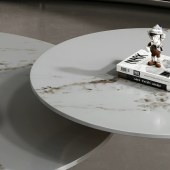 意式轻奢圆形岩板茶几组合 客厅家用设计师潘多拉岩板茶几