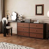 复古风实木梳妆台卧室胡桃木中古风化妆桌斗柜一体家具