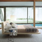 意式简约贝壳床 高端装饰主卧大平真皮床设计师家具定制