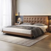 意式真皮床奢现代简约婚床1.8米高端卧室双人软包床