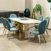 意式轻奢大理石餐桌 长方形现代餐桌椅组合大户型别墅家具定制