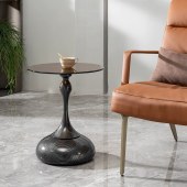 意式大理石小蛮腰边几 客厅高级感现代轻奢小茶几置物架移动小圆桌