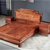 中式红木双人床 1.8米 刺猬紫檀花梨木床实木床卧室卯榫红木家具定制