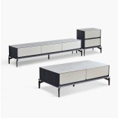 现代简约岩板实木电视柜茶几组合客厅地柜电视机柜