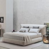 意式轻奢磨砂布软床 主卧双人床金属饰边设计师床宽屏床