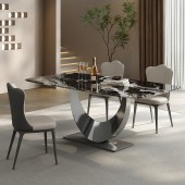 意式轻奢微晶石餐桌 现代高端奢石家用别墅天然石餐桌