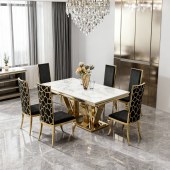 高级轻奢大理石餐桌 家用豪华家具不锈钢餐桌餐椅