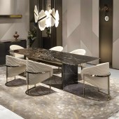 意式轻奢大理石餐桌 长方形现代餐桌椅组合大户型别墅家具定制