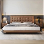 意式真皮床奢现代简约婚床1.8米高端卧室双人软包床