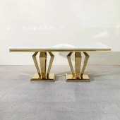 高级轻奢大理石餐桌 家用豪华家具不锈钢餐桌餐椅