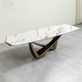 高端意式可伸缩岩板餐桌 家用高级感轻奢折叠餐桌