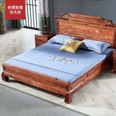 中式红木双人床 1.8米 刺猬紫檀花梨木床实木床卧室卯榫红木家具定制
